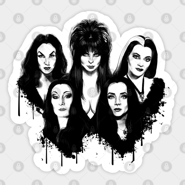 Goth Queens -  Vampira, Lily, Morticia Sticker by Otracreativa